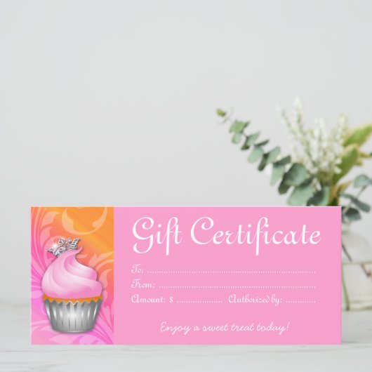 Cupcake Cadeaubon Kroonroze Sinaasappel (Staand voorkant)