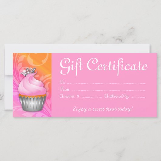 Cupcake Cadeaubon Kroonroze Sinaasappel (Voorkant)