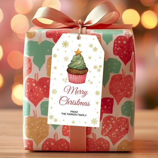 Cupcake Cadeautags | Kerstfeest Verpakkingslabel Cadeaulabel