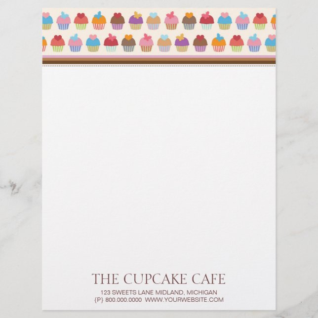 Cupcake Cafe Letterhead Briefhoofd (Voorkant)