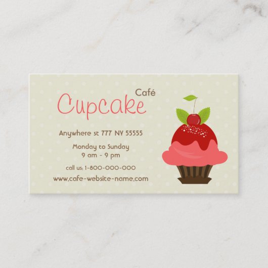 Cupcake Cafe Visitekaartje (Voorkant)