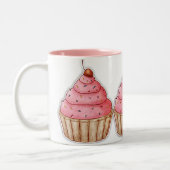 Cupcake Caffee Mok, Tasty Cherry Cupcakes Tweekleurige Koffiemok (Links)