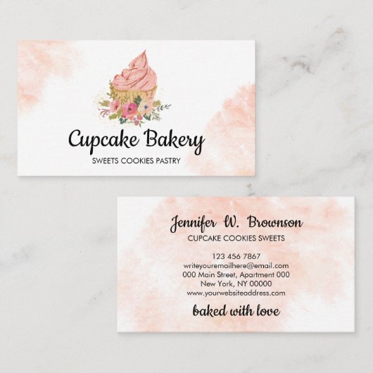 Cupcake Cake Baker Pastry Chef Visitekaartje (Voorkant / Achterkant)