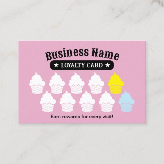 Cupcake Cake Bakery Cute Pink Customer Loyalty (Voorkant)