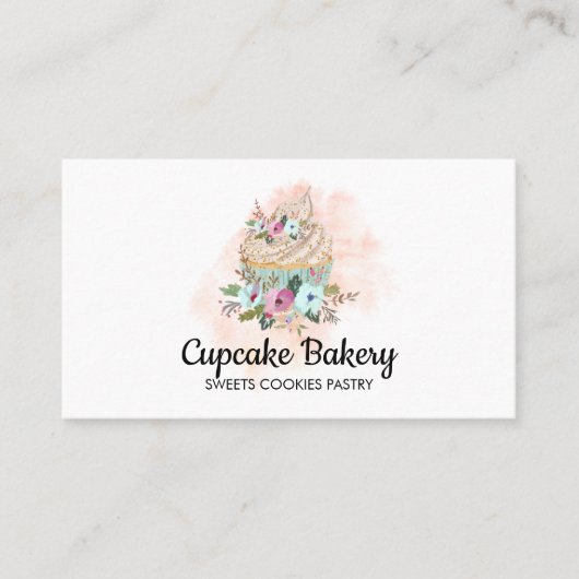 Cupcake Cake Bakker Gebak Waterverf Visitekaartje (Voorkant)