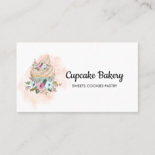 Cupcake Cake Bakker Pastry Aquarel Visitekaartje