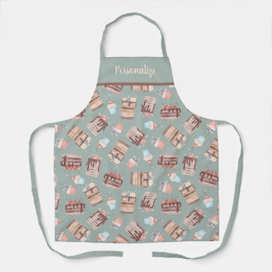Cupcake Cake Dessert Pattern Women's Cooking Apron Schort (Voorkant)