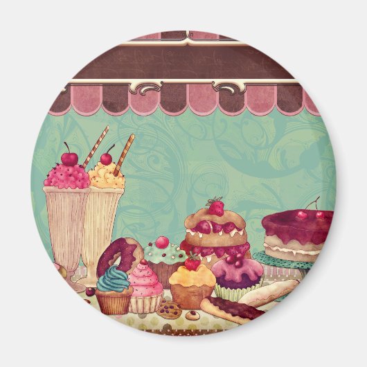 Cupcake Cake Party Sign Banner Magneet (Voorkant)