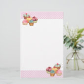 Cupcake Cake Pastries Stationery Briefpapier (Staand voorkant)