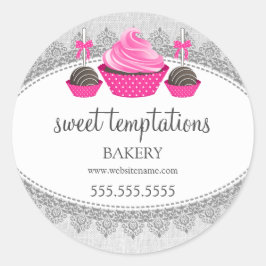 Cupcake Cake Poppen Bakkerij Verpakking Ronde Sticker