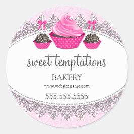 Cupcake Cake Poppen Bakkerij Verpakking Ronde Sticker