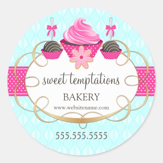 Cupcake Cake Poppen Cookie Bakery Packaging Ronde Sticker (Voorkant)