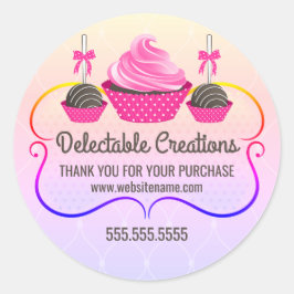 Cupcake Cake Poppen Regenboog Dessert Bakkerij Box Ronde Sticker