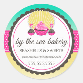Cupcake Cake Poppen Seashell Bakkerij Box Seals Ronde Sticker