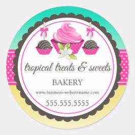 Cupcake Cake Poppen Tropische Bakkerij Box Seals Ronde Sticker