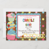 Cupcake Cake verjaardagsfeestje uitnodigingen (Voorkant)