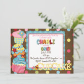 Cupcake Cake verjaardagsfeestje uitnodigingen (Staand voorkant)