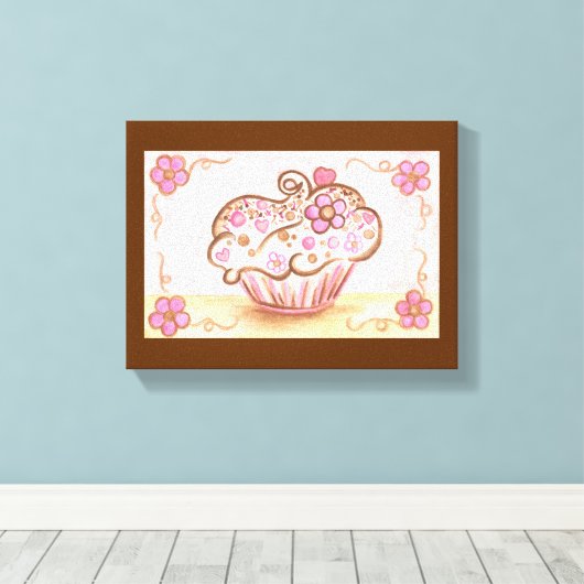 Cupcake Canvas Kunstprint Afdruk (Insitu (Houten vloer))