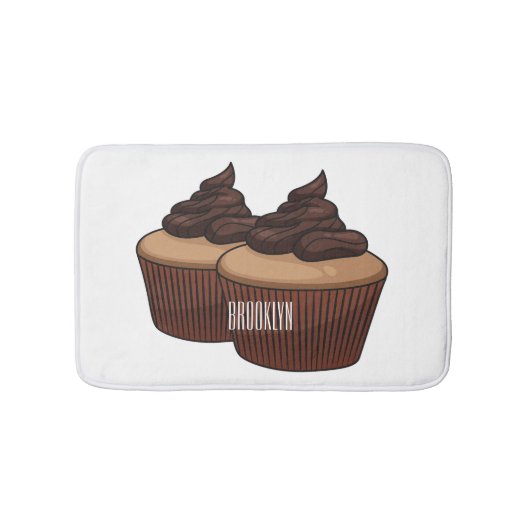 Cupcake cartoon illustratie badmat (Voorkant)