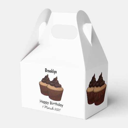 Cupcake cartoon illustratie bedankdoosjes (Voorkant Zijde)