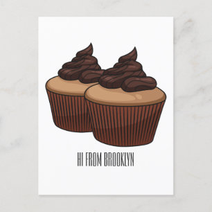 Cupcake cartoon illustratie briefkaart