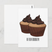 Cupcake cartoon illustratie briefkaart (Voorkant / Achterkant)