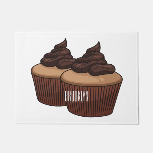Cupcake cartoon illustratie deurmat (Voorkant)