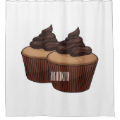 Cupcake cartoon illustratie douchegordijn (Voorkant)