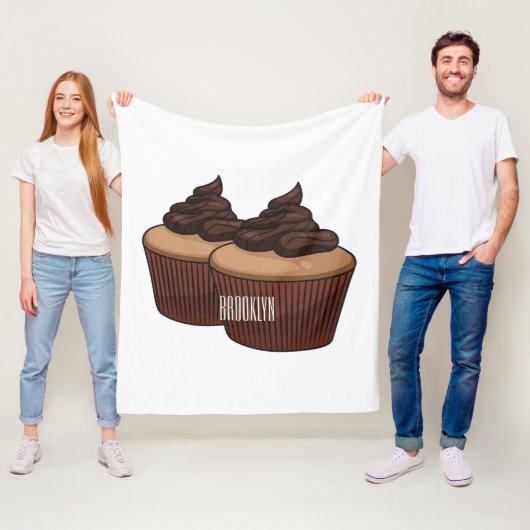 Cupcake cartoon illustratie fleece deken (In situ)