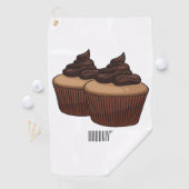 Cupcake cartoon illustratie golfhanddoek (Insitu)