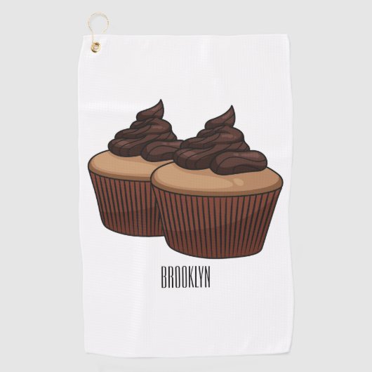 Cupcake cartoon illustratie golfhanddoek (Voorkant)