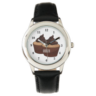 Cupcake cartoon illustratie horloge
