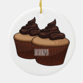 Cupcake cartoon illustratie keramisch ornament (Achterkant)