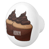 Cupcake cartoon illustratie keramische knop (Rechts)