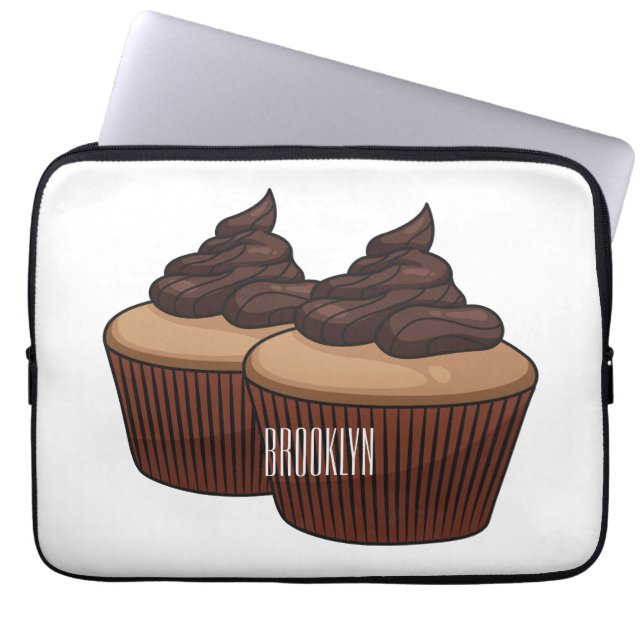 Cupcake cartoon illustratie laptop sleeve (Voorkant)