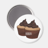 Cupcake cartoon illustratie magneet (Voorkant / Achterkant)