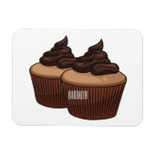 Cupcake cartoon illustratie magneet (Horizontaal)