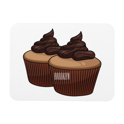 Cupcake cartoon illustratie magneet (Horizontaal)