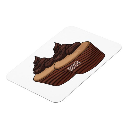 Cupcake cartoon illustratie magneet (Linkerzijde)