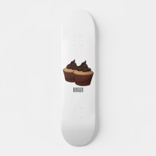 Cupcake cartoon illustratie persoonlijk skateboard