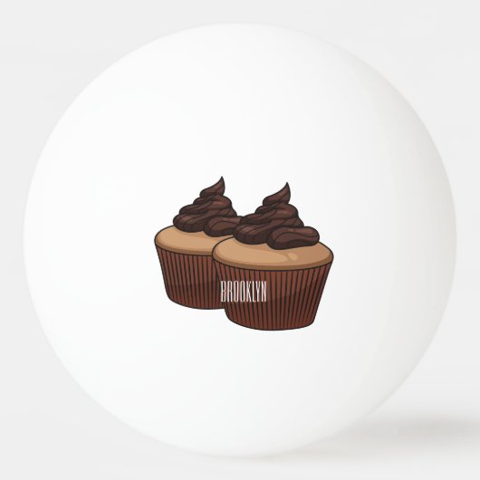 Cupcake cartoon illustratie pingpongbal (Voorkant)