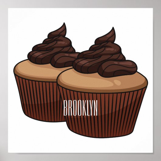Cupcake cartoon illustratie poster (Voorkant)
