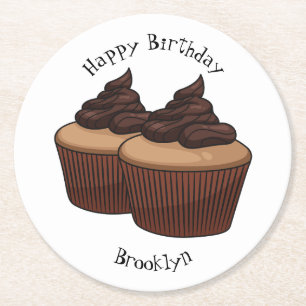 Cupcake cartoon illustratie ronde kartonnen onderzetter