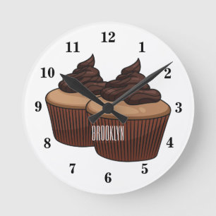 Cupcake cartoon illustratie ronde klok