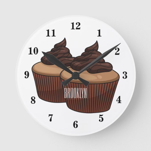 Cupcake cartoon illustratie ronde klok (Voorkant)