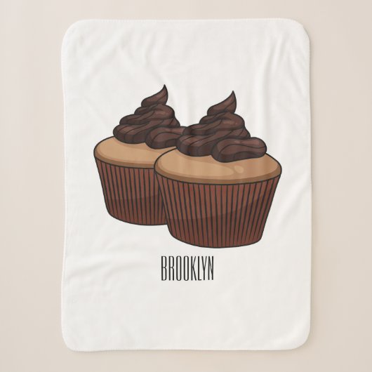 Cupcake cartoon illustratie sherpa deken (Voorkant)