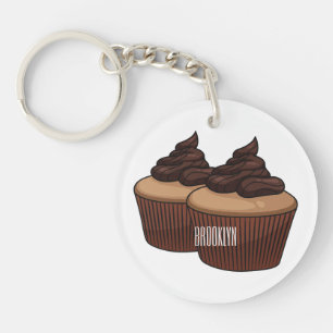 Cupcake cartoon illustratie sleutelhanger