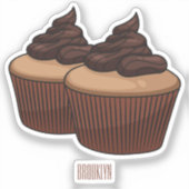 Cupcake cartoon illustratie sticker (Voorkant)