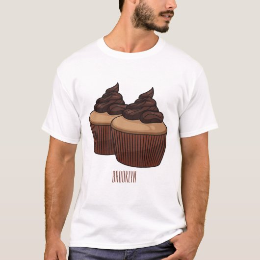 Cupcake cartoon illustratie t-shirt (Voorkant)