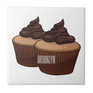 Cupcake cartoon illustratie tegeltje